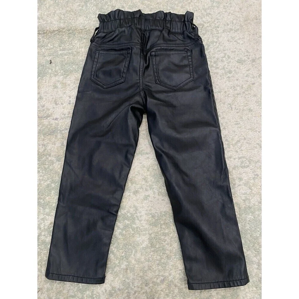 Baby Gap Girls 5T 5 Years Highrise Black Vegan Leather Pants Jeans
